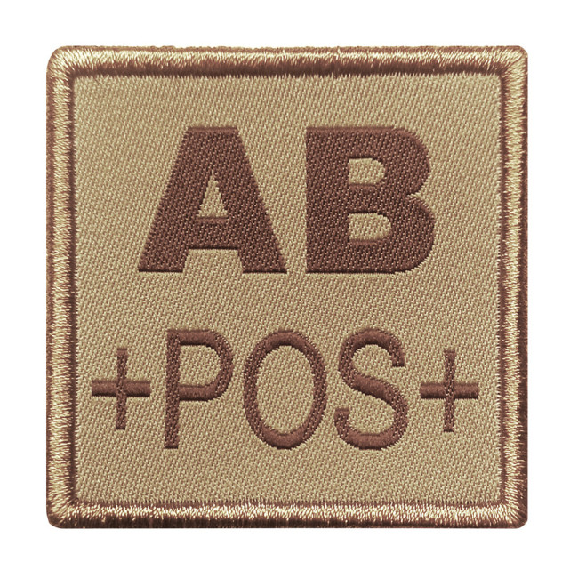 Blutgruppe AB positiv gestickt auf tan Stoff - A10 Equipment