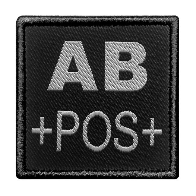 Groupe sanguin AB positif brodé sur tissu noir - A10 Equipment