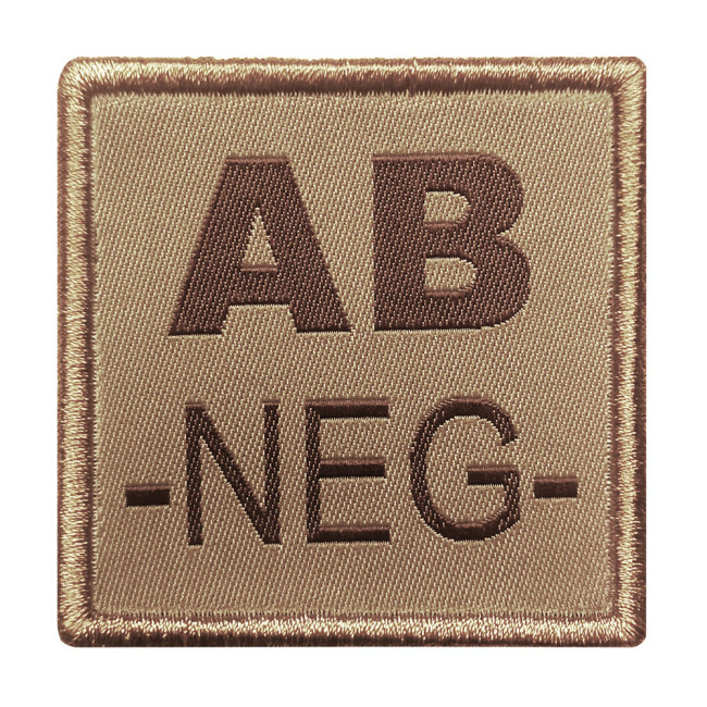Patch groupe sanguin AB- brodé sur tissu tan - A10 Equipment