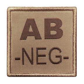Groupe sanguin AB négatif brodé sur tissu tan - A10 Equipment