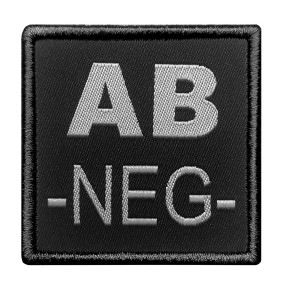 Patch bloedgroep AB- geborduurd op zwarte stof - A10 Equipment