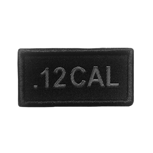 Patch calibre .12 brodé gris sur tissu noir - A10 Equipment
