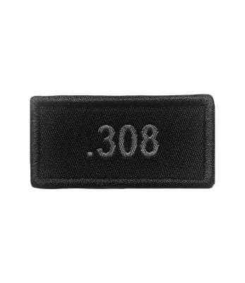 Patch calibre .308 brodé gris sur tissu noir - A10 Equipment