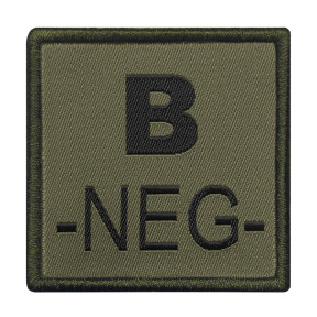 Patch Blutgruppe B- gestickt auf olivgrünem Stoff - A10 Equipment