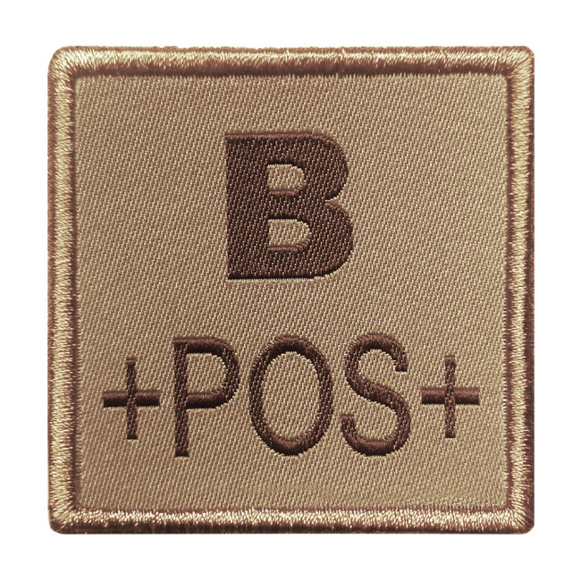 Patch groupe sanguin B+ brodé sur tissu tan - A10 Equipment