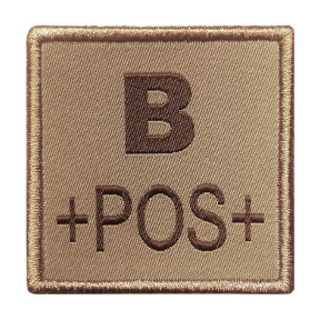 Patch groupe sanguin B+ brodé sur tissu tan - A10 Equipment