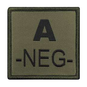 Patch groupe sanguin A- brodé sur tissu vert olive - A10 Equipment