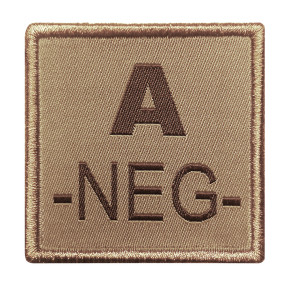 Patch groupe sanguin A- brodé sur tissu tan - A10 Equipment