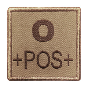 A10 Equipment Blutgruppe O+ Patch, gestickt auf tanfarbenem Stoff