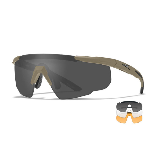 Lunettes de protection balistiques Saber Adv. tan écrans fumé/incolore/orange - Wiley x