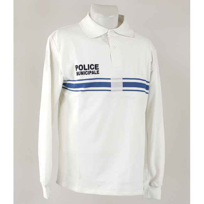 Weißes Langarm-Poloshirt T96/M - EK - Guter Zustand - Gebraucht