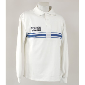 Polo blanc manches longues T96/M - EK - Bon état- Occasion