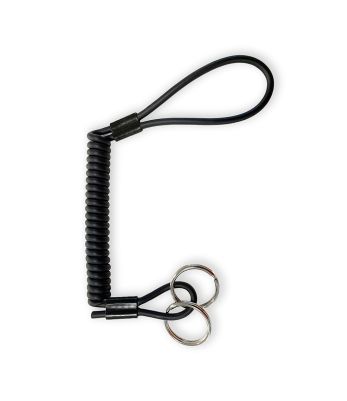 Dragonne de sécurité Kevlar® 80 cm avec anneaux porte-clés noir - Cev