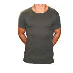 T-shirt slim żebrowany 1x1 bez oznakowania zielony - Patrol