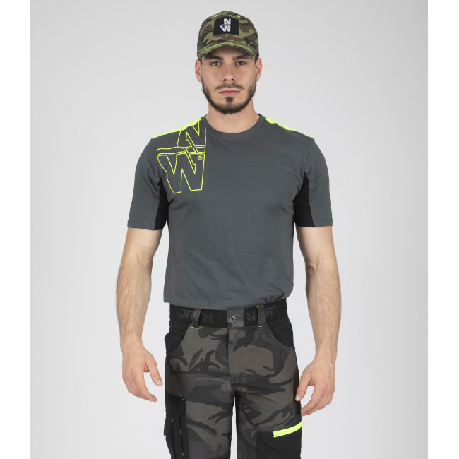 T-shirt de travail à manches courtes Peter anthracite/jaune fluo - North Ways