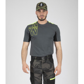 Werkshirt korte mouwen Peter antraciet/fluorgeel - North Ways