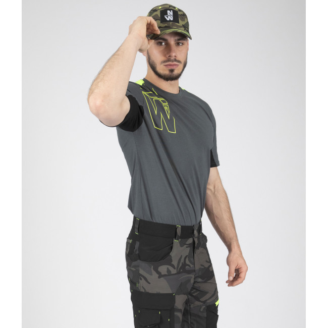 Werkshirt korte mouwen Peter antraciet/fluorgeel - North Ways