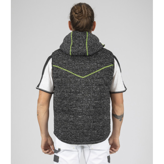 GILET SANS MANCHE MATELASSE TEDDY NOIR ET JAUNE FLUO - North Ways