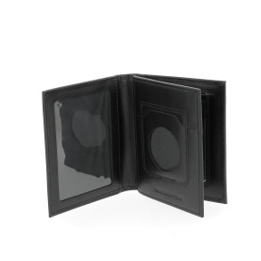 Portacarte professionale in pelle a 3 scomparti con alloggiamento Navigo - Nero - GK