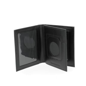 Porte-cartes professionnel 3 volets en cuir avec emplacement Navigo - Noir - GK