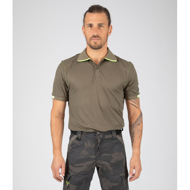Arbeits-Poloshirt Beven khaki/neongelb - Nine Worths by North Ways