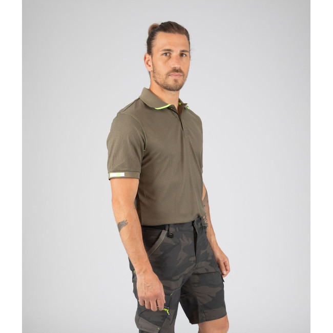Werkpolo Beven kaki/fluorgeel - Nine Worths by North Ways