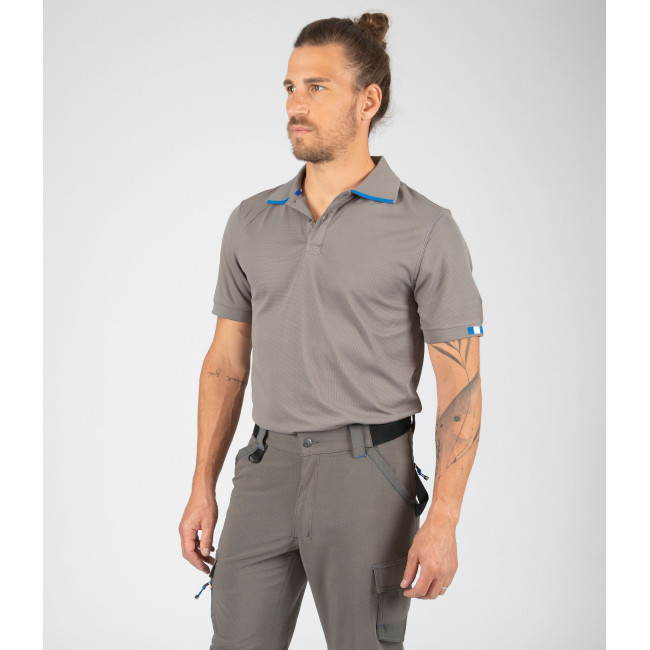 Arbeits-Poloshirt Beven Grau/Blau - Nine Worths by North Ways
