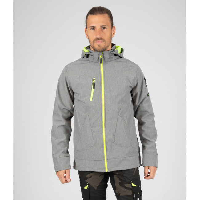 Softshell-Jacke Borel grau meliert und neongelb - Nine Worths by North Ways
