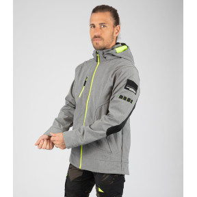 Softshell jas Borel grijs gemêleerd en fluogeel - Nine Worths by North Ways