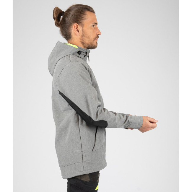 Softshell jas Borel grijs gemêleerd en geel fluo - Nine Worths by North Ways