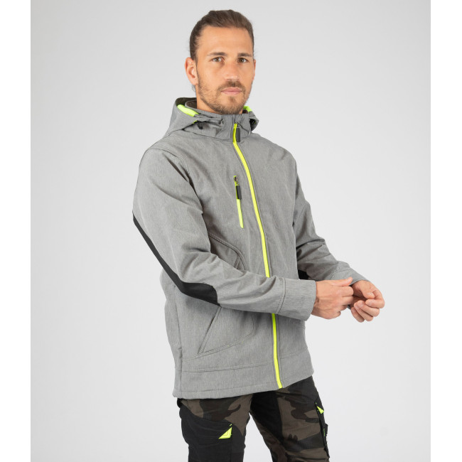 Kurtka softshell Borel szary melanż i żółty fluo - Nine Worths by North Ways
