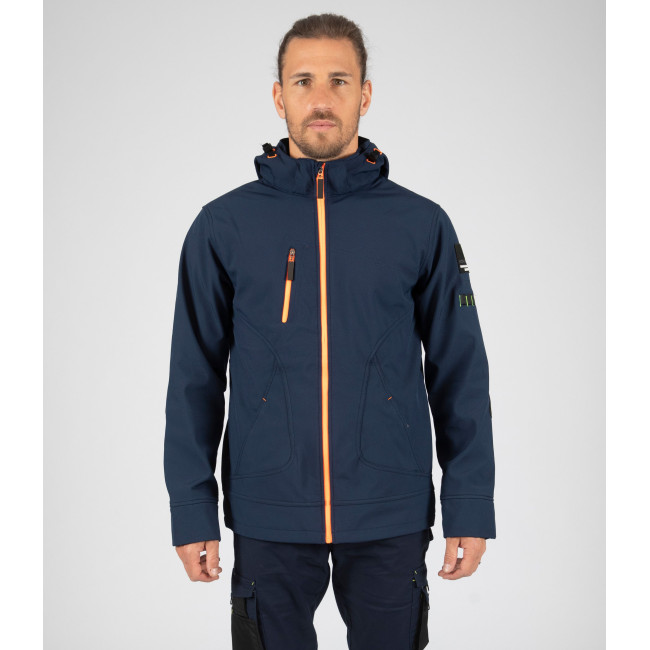 Softshell-Jacke Borel marineblau und neonorange - Nine Worths by North Ways