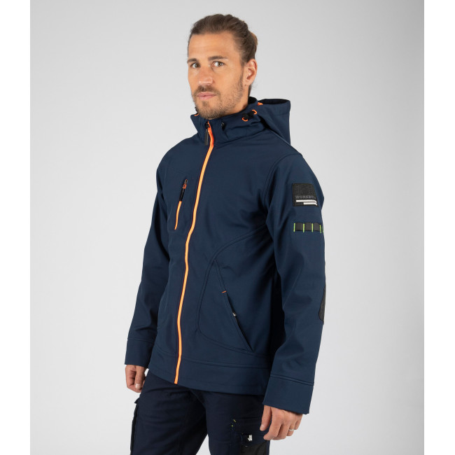 Softshell jas Borel marine en oranje fluo - Nine Worths by North Ways