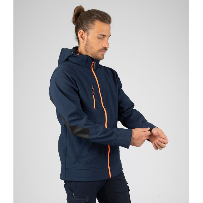 Softshell jas Borel marine en oranje fluo - Nine Worths by North Ways