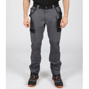 PANTALON DE TRAVAIL MULTIPOCHES CARY GRIS ET NOIR - North Ways