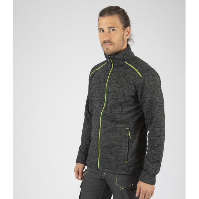 GILET ZIPPE LENNY GRIS CHINE ET JAUNE FLUO - Nine Worths by North Ways