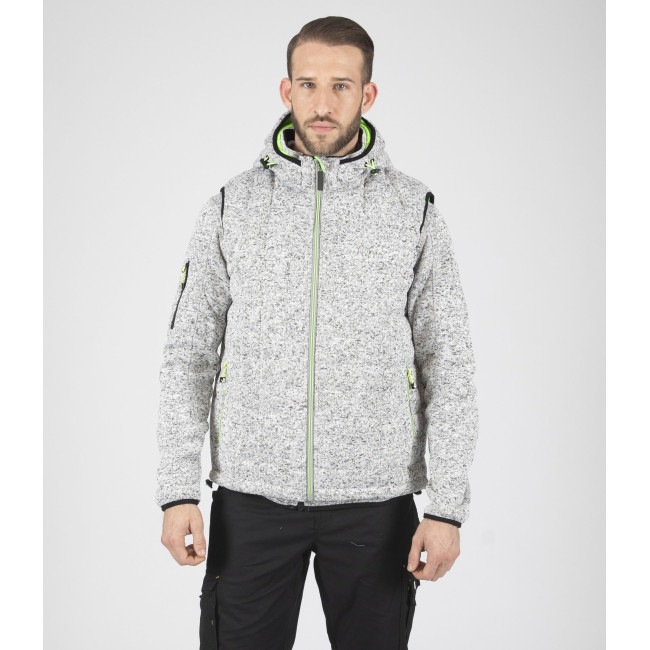 GILET SANS MANCHE MATELASSE TEDDY GRIS CHINE ET VERT FLUO - Nine Worths by North Ways