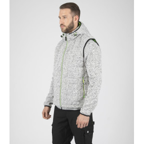 GILET SANS MANCHE MATELASSE TEDDY GRIS CHINE ET VERT FLUO - North Ways