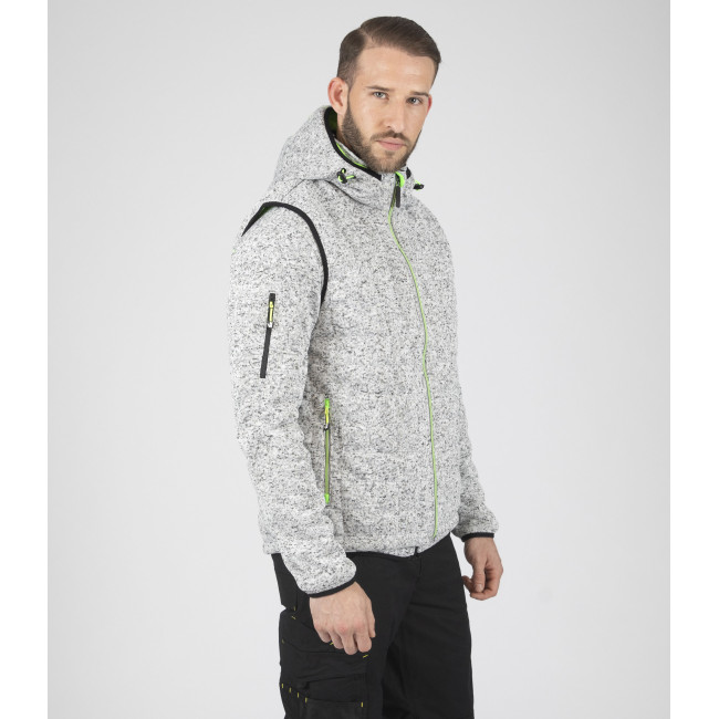 MOUWLOOS GEWATTEERD VEST TEDDY GRIJS GEMÊLEERD EN FLUOR GROEN - Nine Worths by North Ways