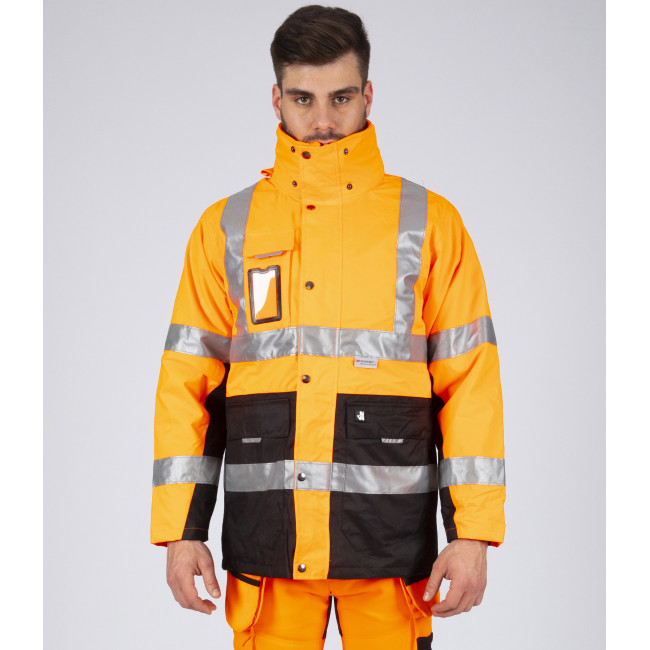 PARKA ROBOCZA WYSOKIEJ WIDOCZNOŚCI WELLINGTON POMARAŃCZOWA FLUO - Nine Worths by North Ways