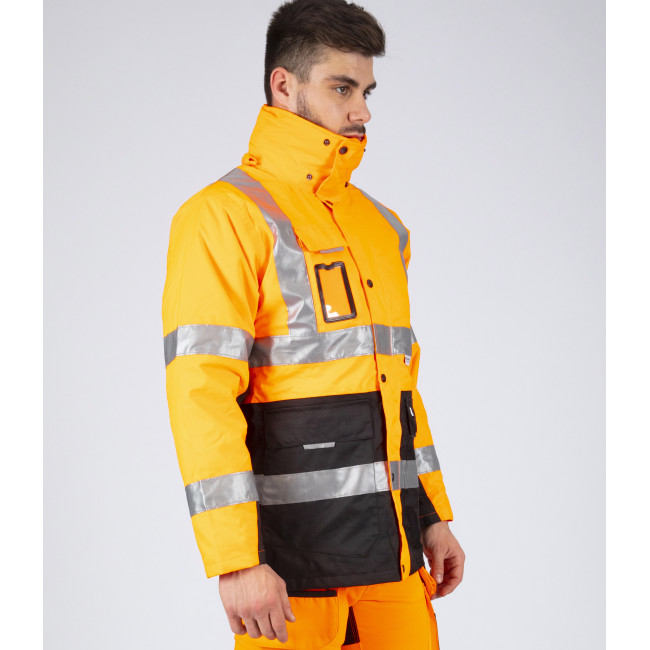 PARKA ROBOCZA WYSOKIEJ WIDOCZNOŚCI WELLINGTON POMARAŃCZOWA FLUO - Nine Worths by North Ways