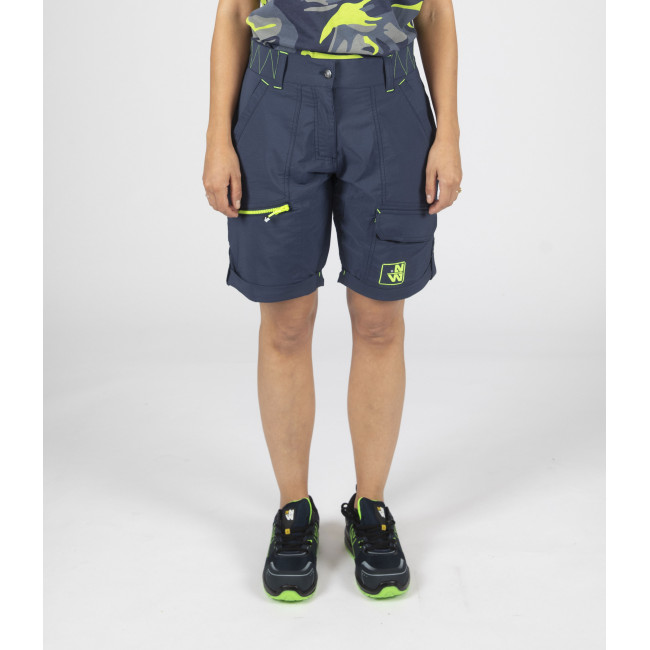 Dames werkbermuda Sharon marine/fluogeel - Nine Worths by North Ways