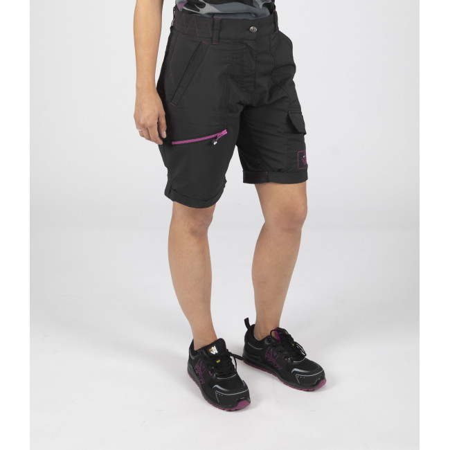 Damen-Arbeitsshorts Sharon schwarz/fuchsia - Nine Worths by North Ways