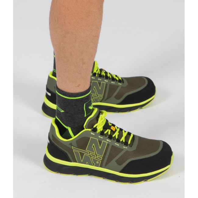 Chaussures de sécurité Justin S1P SRC kaki/jaune fluo - Nine Worths by North Ways