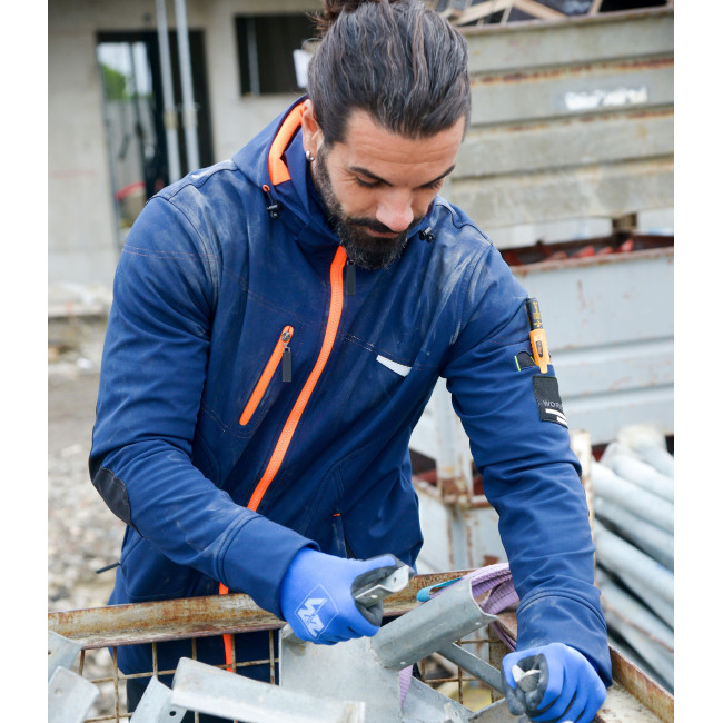 Softshell-Jacke Borel marine und neon-orange - Nine Worths by North Ways