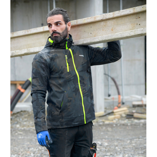Softshell-Jacke Borel woodland und neongelb - Nine Worths by North Ways