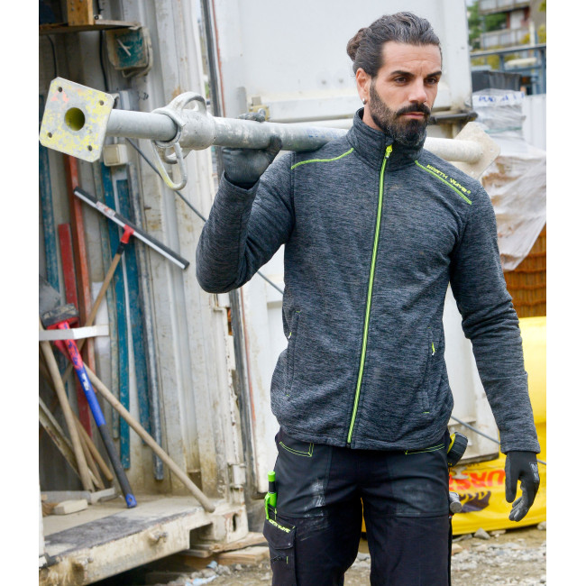 GILET ZIPPE LENNY GRIS CHINE ET JAUNE FLUO - Nine Worths by North Ways