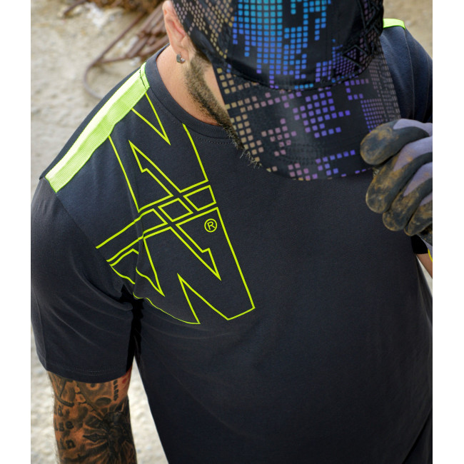 Werk T-shirt korte mouwen Peter antraciet/fluorgeel - Nine Worths by North Ways