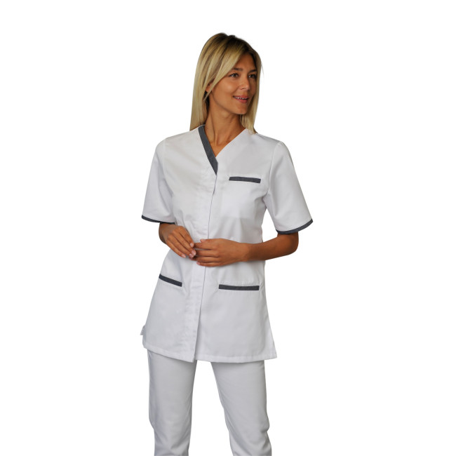 Tunique femme manches courtes Suzie Blanc et denim - SNV
