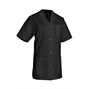 Zwarte werktunic drukknopen korte mouwen Viviane - SNV